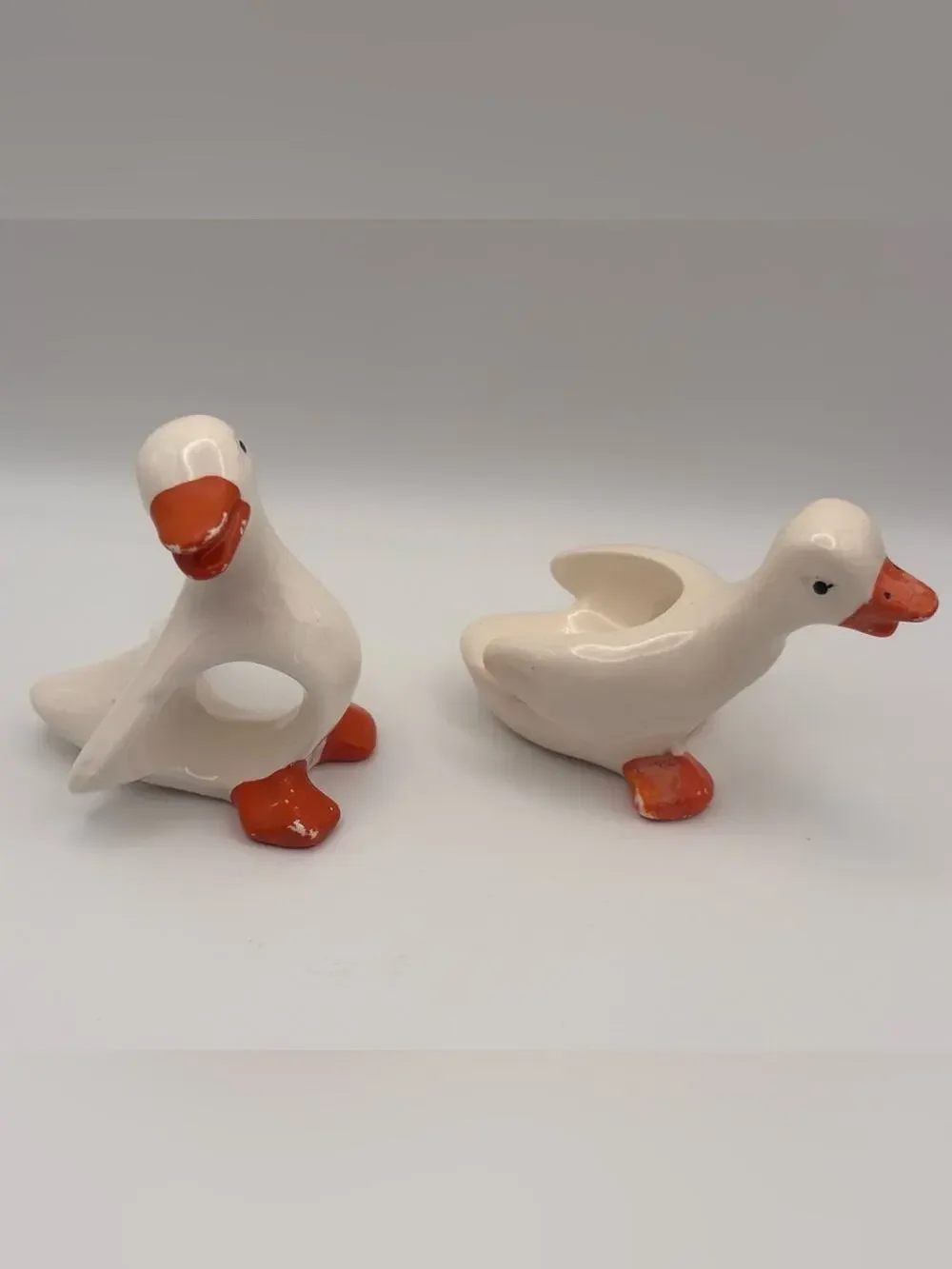 Set of 2 Vintage Ceramic Geese Napkin Rings, Goose Kitchen Decor, Dining Decor